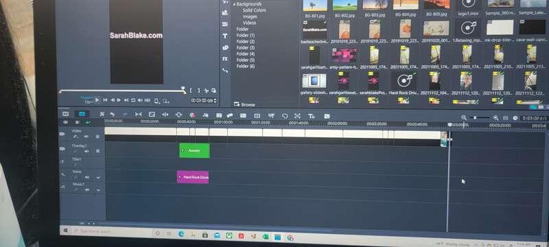 Behind the scenes editing shot of the weekend video diary. A..