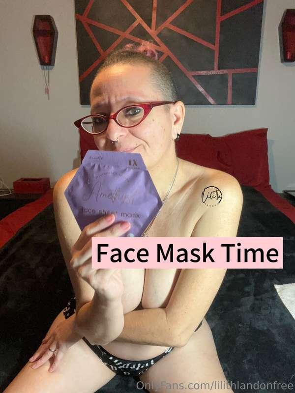 Self care Sunday with a topless face mask face. 