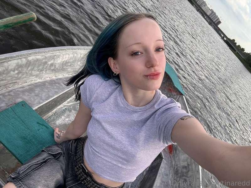 Sunset, water, and me in a boat 😸It's too hot to be alone — ..