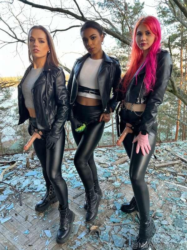 You wish to be our bitch. But could you handle three Leather..