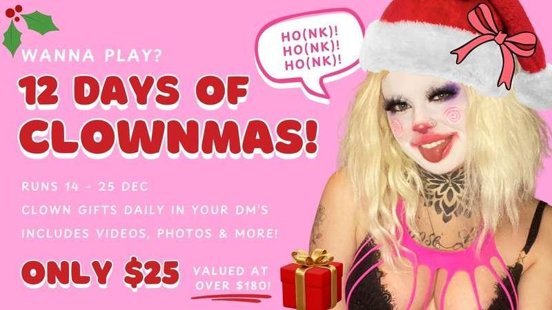 ๐๐ญ๐ฎ ๐๐๐ฌ๐ฆ ๐ข๐ ๐๐๐ข๐ช๐ก๐ ๐๐ฆ! ๐
Santa Clown is here and she heard youโve been XXXtra naughty this yearโฆ GOOD!!! Let our sexy clown elves reward you with the sexiest advent calendar to ever exist!
Starting Dec 14, each day until Christmas I will send you surprise clown content DAILY to your inbox!
Content includes some of the BEST clown content thatโs been posted to our VIP tier this year, including videos, photos and surprises! Thereโs also a B/G vid & a squirting video in the mix!
Runs Dec 14-25
๐ญ๐ฎ ๐๐๐ฌ๐ฆ ๐ข๐ ๐๐๐ข๐ช๐ก๐ ๐๐ฆ!๐ฉ๐ฎ๐น๐๐ฒ๐ฑ ๐ฎ๐ ๐ผ๐๐ฒ๐ฟ $๐ญ๐ด๐ฌ โ ๐ด๐ฒ๐ ๐ถ๐ ๐ณ๐ผ๐ฟ ๐ผ๐ป๐น๐ $๐ฎ๐ฑ!
Get in early! Content isnโt backdated. Goodies are dropped daily into your DMs at 7pm EST / 10am AEST.
๐ ๐ง๐ถ๐ฝ $๐ฎ๐ฑ to opt in โ and start receiving goodies in your inbox! ๐
๐
Feeling greedy? ๐ง๐ถ๐ฝ $๐ฑ๐ฌ and get 5 additional gifts to your inbox throughout the month!
๐ VIPs - you'll get to enjoy all of this content again for free! Plus, I've got a little something planned for you... ๐
#fyp #clown #clowngirl #christmas #blonde #santahat #cosplay #cute #adventcalendar #12daysofchristmas #12daysofxmas #clownmakeup #free #onlyfans #gift