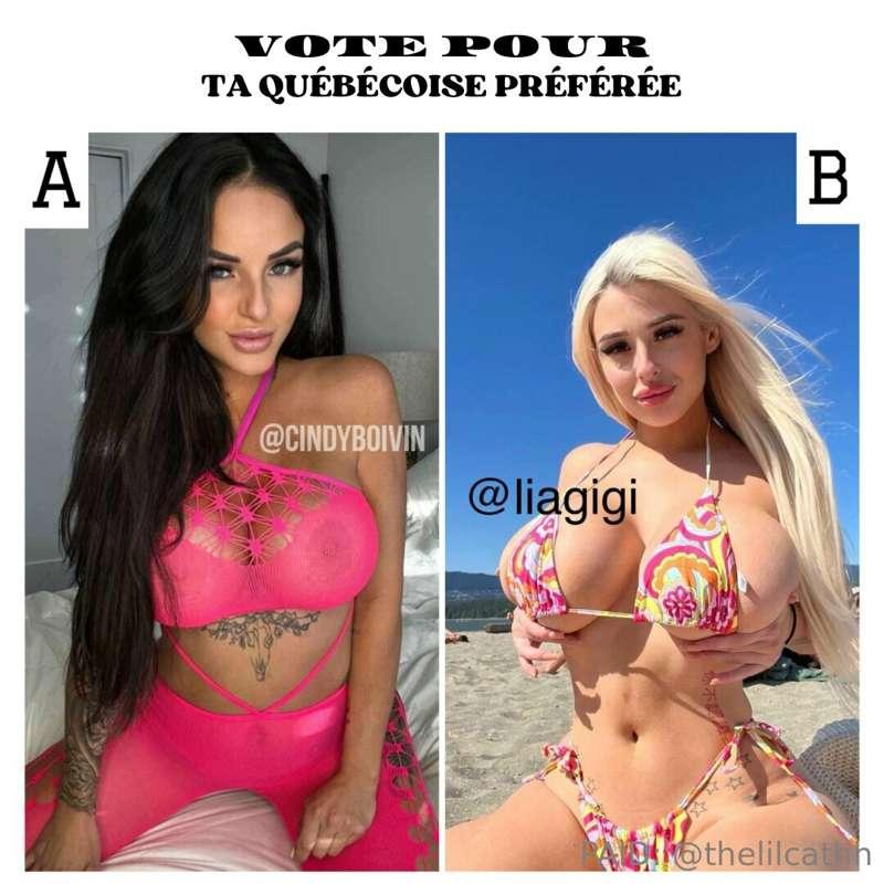 ***VOTE*** pour **TA QUÉBÉCOISE PRÉFÉRÉE** 💙

A: @cindyboivi..
