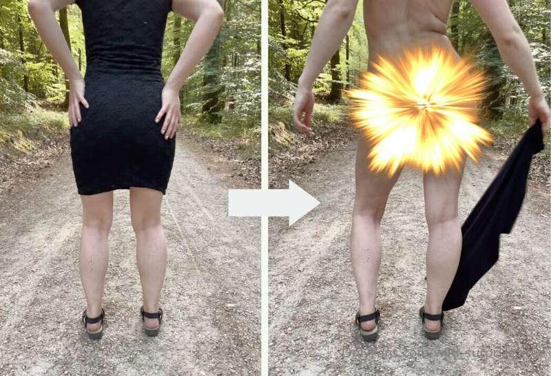 Stripping on a hiking trail in the forest and showing you my..