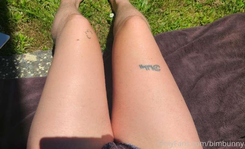 Sunbathing outside in this romper I got from a thrift store ..