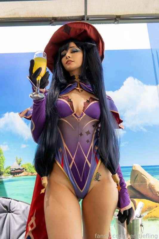 In times like these we should treat ourselves, don't you think my apprentice? 💜
Relax and enjoy this summer vacation to the most! We can even go a little crazy here haha! 😘
No need to be shy! What happens at the beach stays at the beach! 🤭

Come back soon to see how crazy Mona can get with a couple aphrodisiacal potions 🌞

#cosplay #genshinimpact #monamegistus #videogame #pigtails #leotard #summer #butt #wedgie #witch #boobs #topless #heels #foot #feet