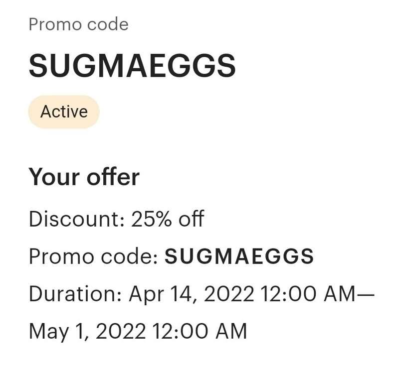 DISCOUNT CODE & NEW LISTINGS
