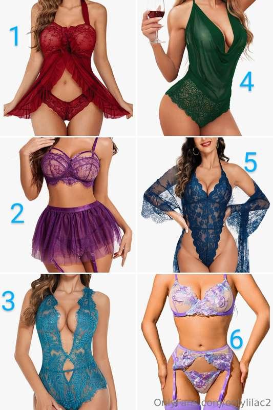 I want to buy a new lingerie set to wear for you. Which one ..