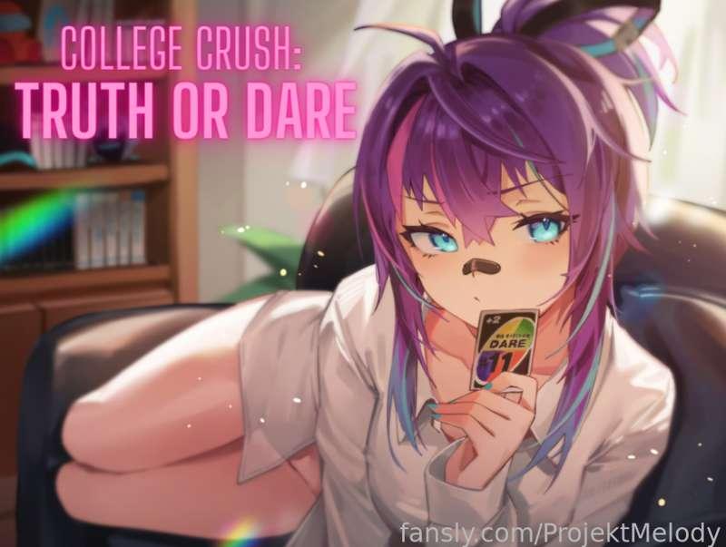 **College Crush: Truth or Dare ASMR [32 Minutes Long]**
Tags: NSFW, Soft speaking, roleplay, mild tsundere (but only for a little bit), confessions, kisses, mel noises, sound effects), fingering, blowjob, cumplay, cumslut

subject: i am on a pity date with my childhood friend/classmate in university. we are waiting on a delivery person who is crazy late. netflix is lame but we decide to play truth or dare card game. it comes to daring confessions, like crushes and stuff. i confess my feelings. he's forceful; but i love it. he fingers me. we bang. i lie that i'm on birth control. i confess. i beg for cum. i demand he keep his dick in for a bit. words cant do it justice, its 100x hotter than any description could make it. 

 you can buy it here on the wall directly, or tip $30 to unlock yours! ᶘ ◕ᴥ◕ᶅ

#vtuber #hentai #animegirl #roleplay #asmr #blowjob #cumplay #projektmelody