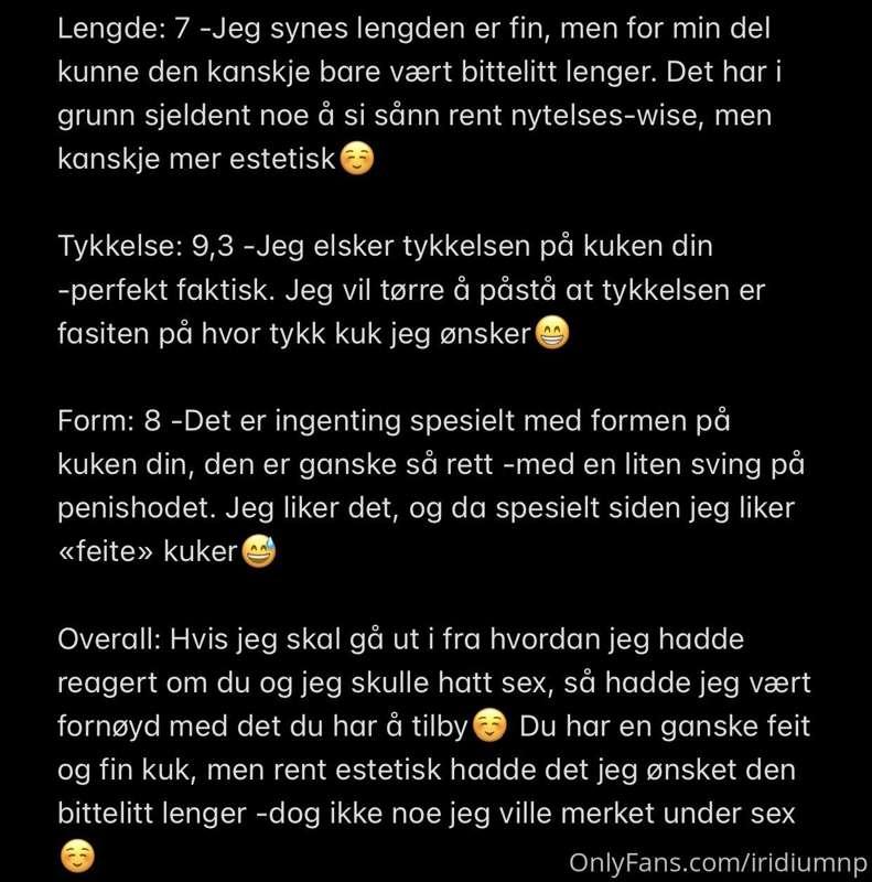 Jeg har for lenge siden gjort noen dick ratings og får i tid..