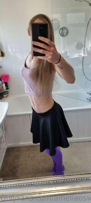 Purple tights and crop top