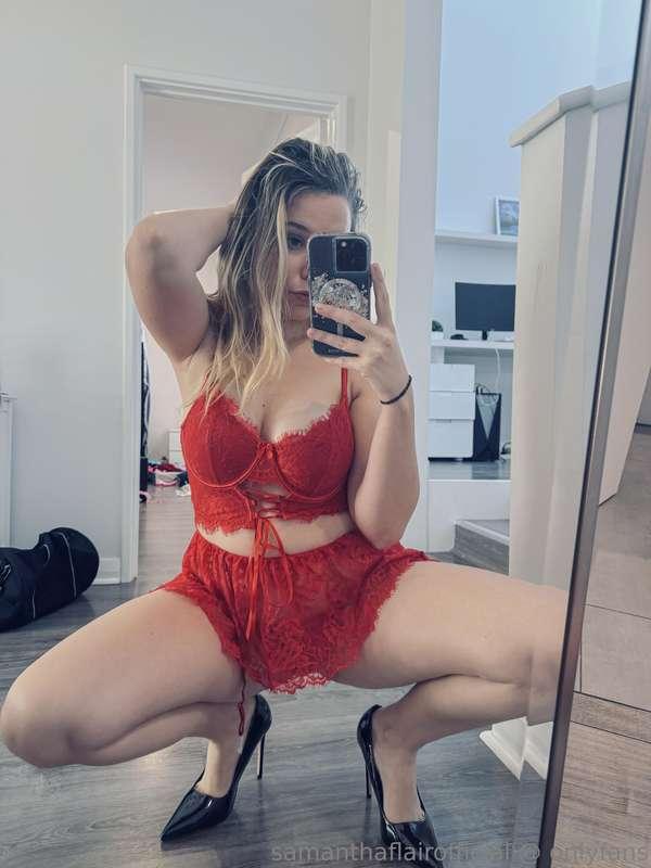 Red lingerie & heels