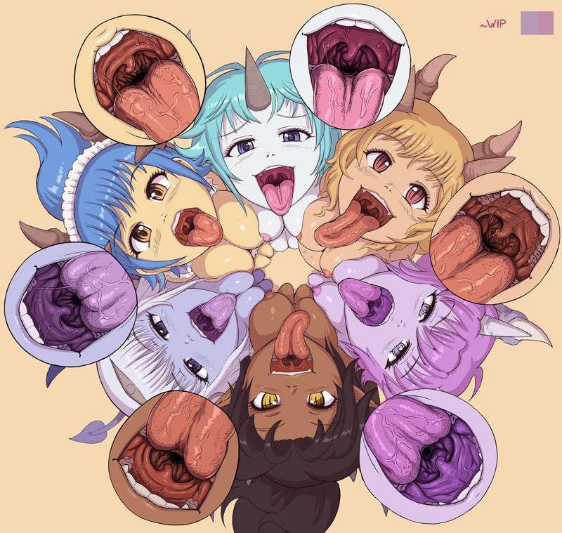 Circle of mouths flat color
