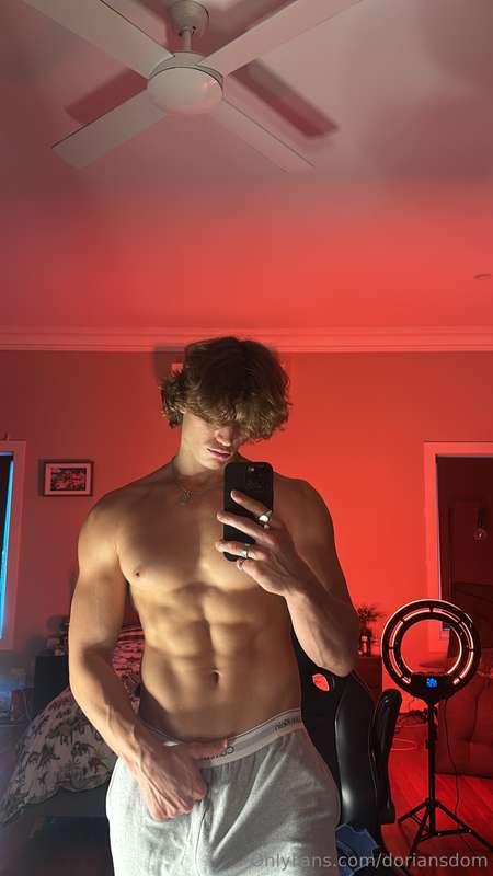 Chest out, abs tight, and this fat cock fighting through my ..