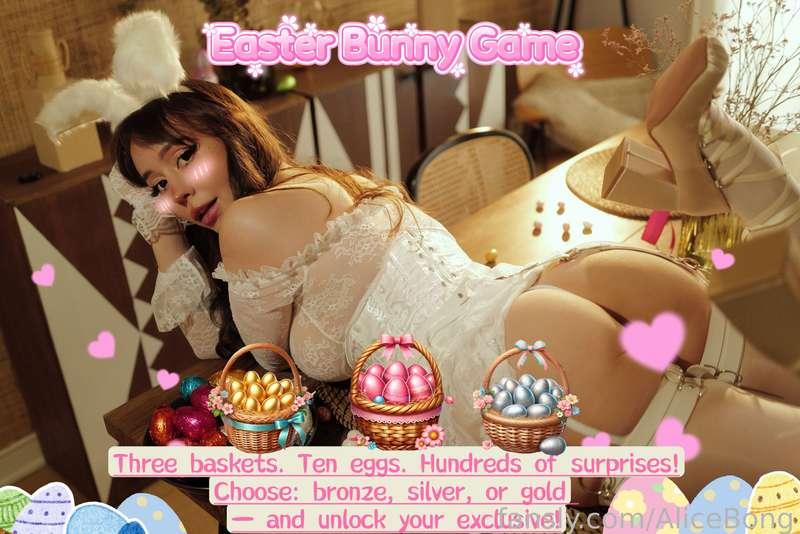 “𝐄𝐚𝐬𝐭𝐞𝐫 𝐁𝐮𝐧𝐧𝐲 𝐆𝐚𝐦𝐞” — An Easter adventure with exclusive prizes!

Are you ready to go on the hunt for the most coveted eggs of the season?
Welcome to an interactive game created especially for my beloved fans!
I’ve hidden secret Easter eggs for you — each one filled with unique, exclusive content you won’t find anywhere else.

Choose from three special baskets:

🤍𝘽𝙧𝙤𝙣𝙯𝙚 - $10 : a gentle start, cozy content, and a chance for a hidden surprise!
🩶 𝙎𝙞𝙡𝙫𝙚𝙧 - $15 : things get hotter with bonus prizes… and maybe even a golden egg hidden inside!
🧡 𝙂𝙤𝙡𝙙 - $20: luxury content, personal fan signs, rare videos, and fetish treats for my most devoted.

Looking for a special reward? Some eggs contain letters. Collect them to spell the right word — and you’ll receive a custom bunny video with your name, made just for you!

𝗔𝗹𝗹 𝗽𝗿𝗶𝘇𝗲𝘀 𝗮𝗿𝗲 𝟭𝟬𝟬% 𝗲𝘅𝗰𝗹𝘂𝘀𝗶𝘃𝗲 𝗮𝗻𝗱 𝗻𝗲𝘃𝗲𝗿 𝗿𝗲𝗽𝗲𝗮𝘁𝗲𝗱.

Pick your basket. Crack your egg. Enjoy your surprise.