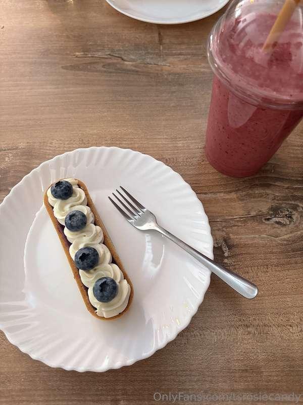 Today I treated myself to a blueberry dessert and a strawber..