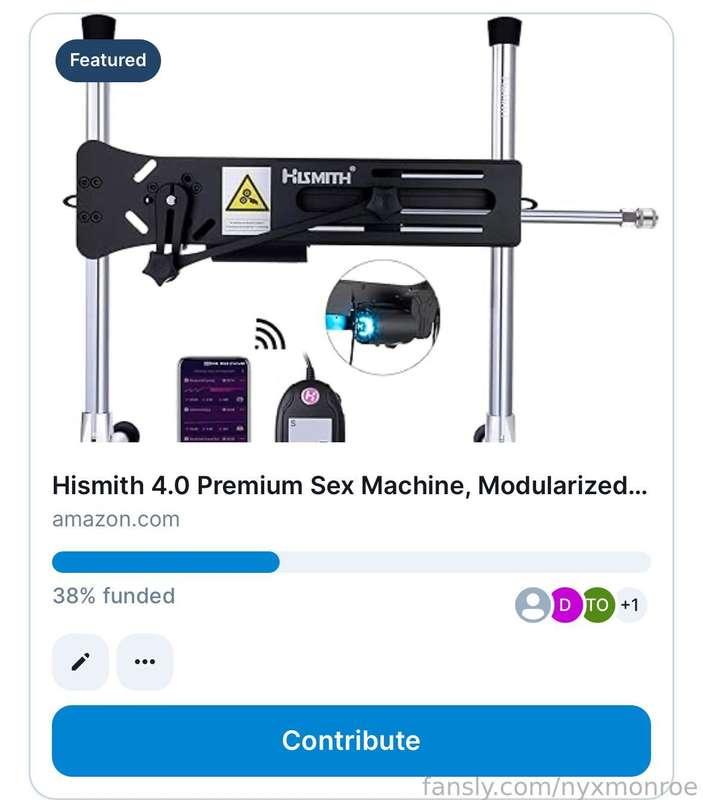 We’ve got this bad boy 38% funded so far! I’ll be able to use all of my dildos with this one, instead of the only one that goes with my current machine. Consider contributing to the goal for Christmas! You’ll receive an exclusive first video with the fuck machine! 💕

https://throne.com/nyxmonroe
