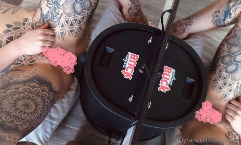 Masturbation with MotorBunny Buck + Hitachi (photo set of 6)..