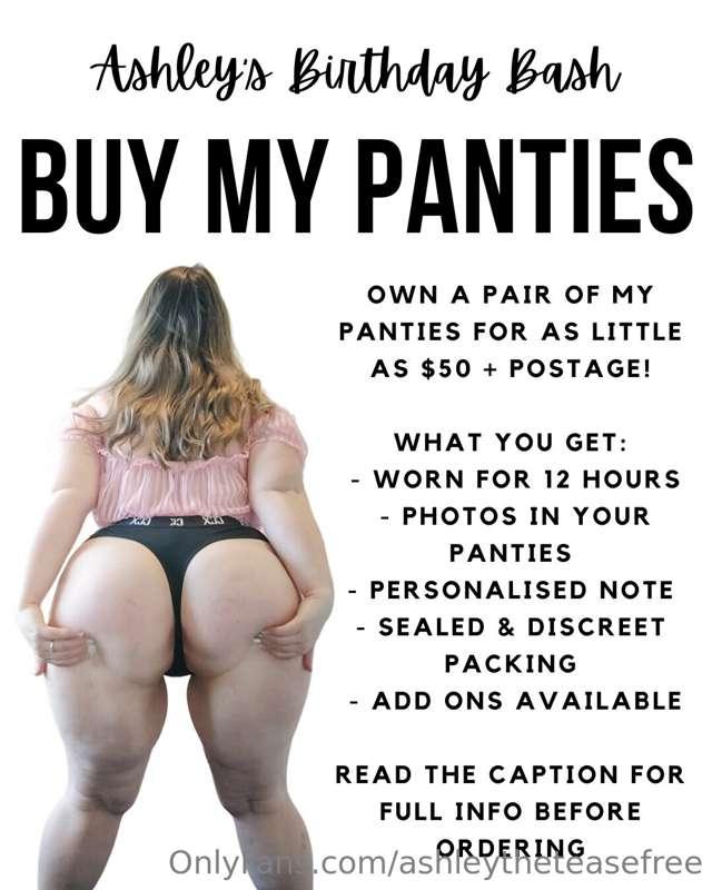 ✨ BUY MY PANTIES ✨

Own a pair of my panties for as little a..