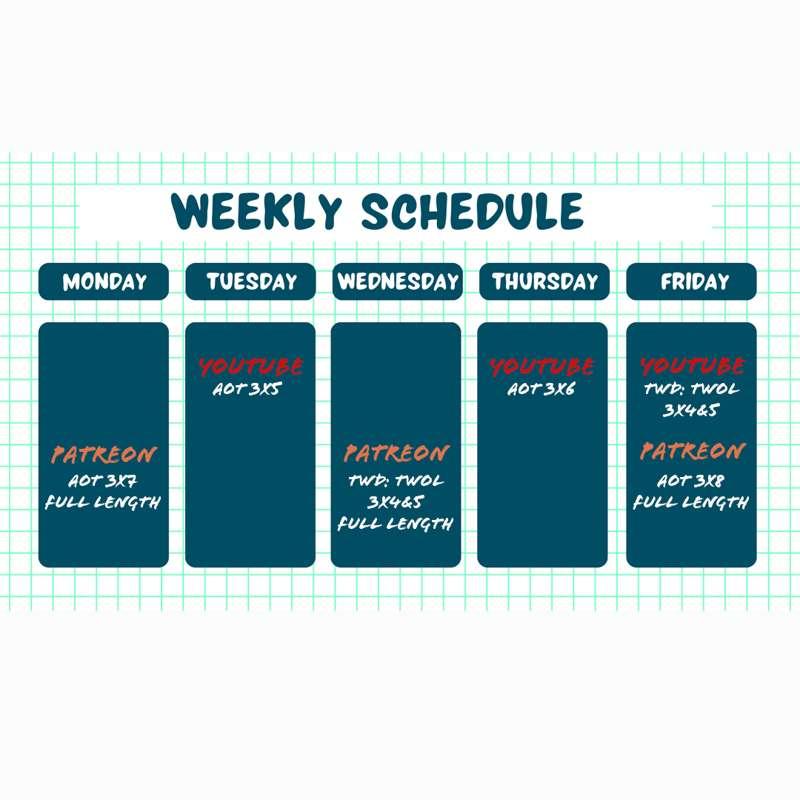Schedule for this week!
