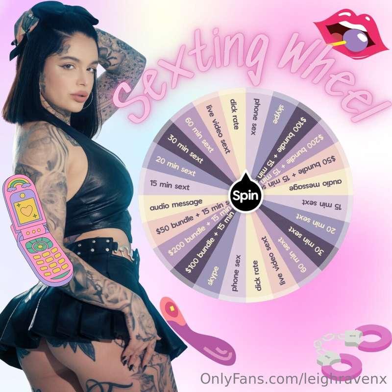 𝗦𝗘𝗫𝗧𝗜𝗡𝗚 𝗪𝗛𝗘𝗘𝗟 📱👄 Spin to win some very personal 1 on 1 time ..