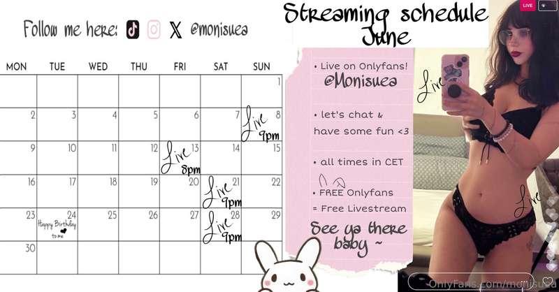 June schedule! <3 Sorry for the wait I was on vacation! Hope..