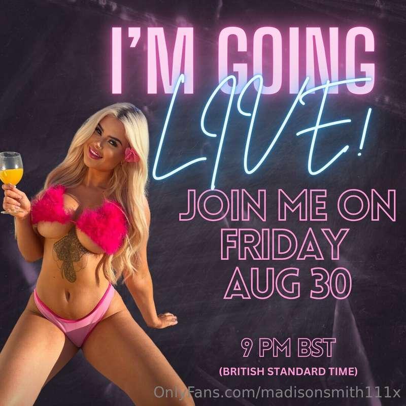 ***IM GOING LIVE*** on my VIP page tomorrow 9pm BST (british..