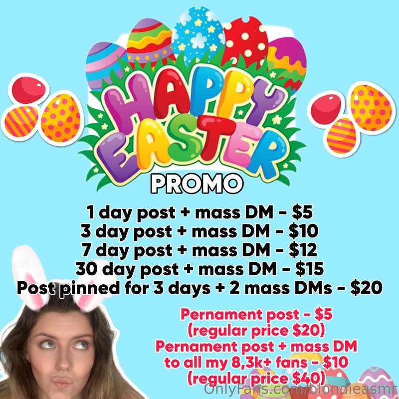 ***Happy Easter PROMO***

1 day post + mass DM - $5
3 day po..