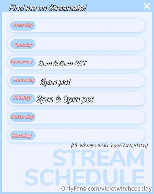 Stream schedule for the week of 7/1