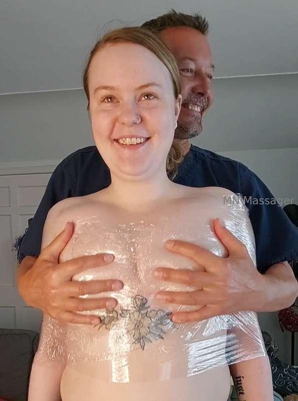 KA: @lizzybabe69 cling wrap video just posted to @mnmassager..