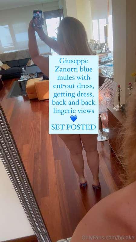 Giuseppe Zanotti blue mules with cut-out dress, getting dres..