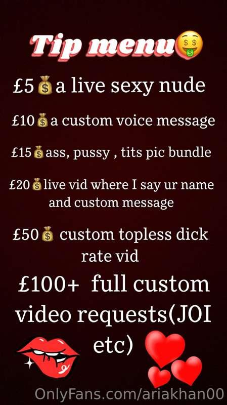 Highly requested new tip menu!! ❤️