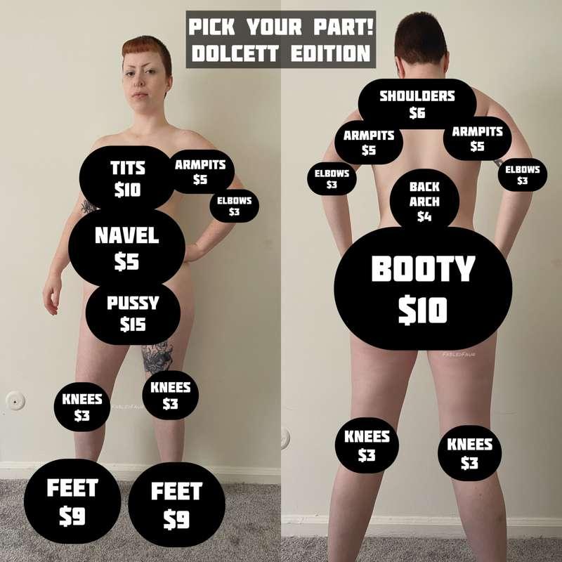 Pick Your Part!: Dolcett Edition

Roll a D20.
That is how much $ you have to uncensor various areas.
Comment your results!

#fyp #explore #dolcett #betasafe #game #censored #alternative #dolcettfetish #taboo #bratty