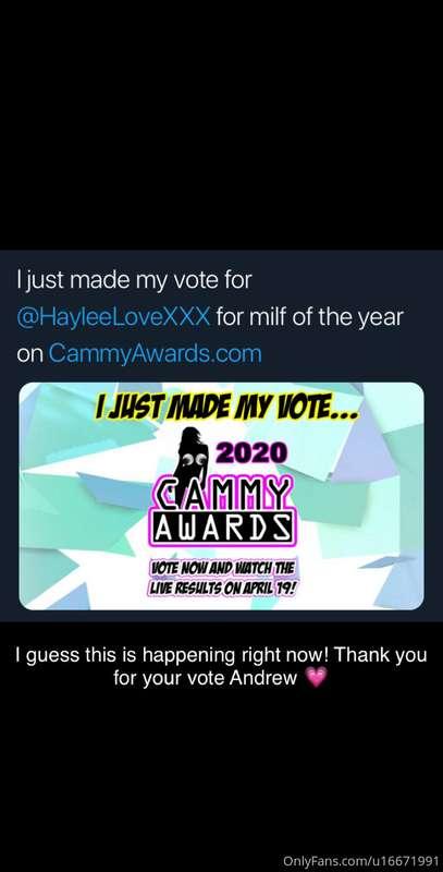 So this is happening! Thank you for voting for ME, Andrew!