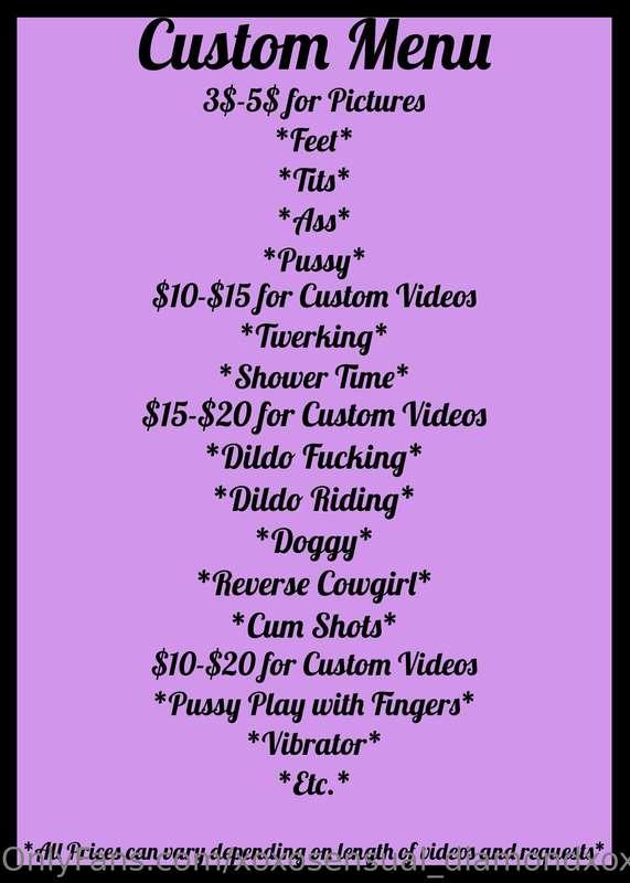 Don’t forget about my custom menu! Make a request to me baby..