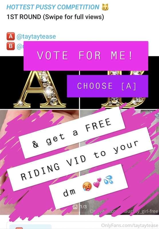 🥵🔥FREE RIDING VID🔥🥵
When you ✨VOTE✨ for me for Hottest Pussy..