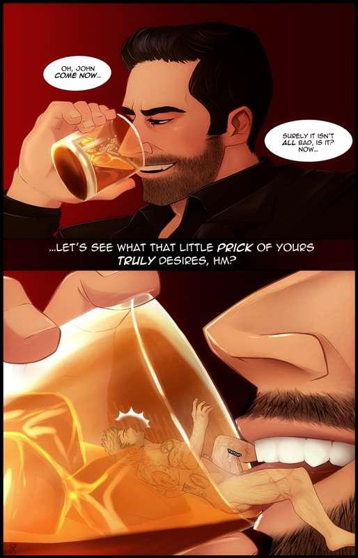 Lucifer laps at his drink (amongst other things...) (NSFW)
