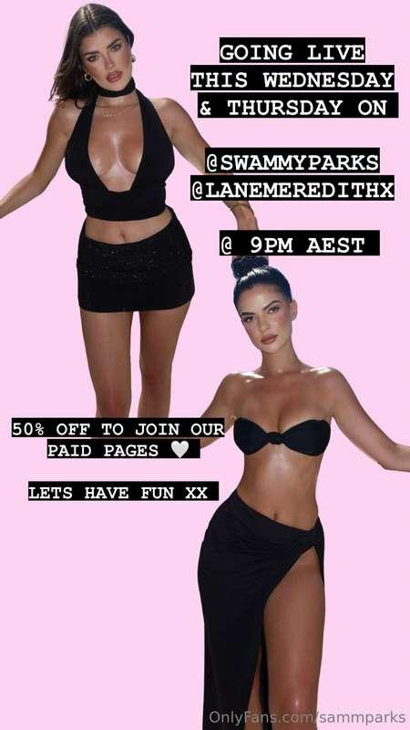 Going LIVE with @lanemeredithx Wednesday & Thursday 9pm! Com..
