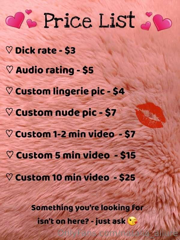 New price list available!  

Take a look and let me know wha..