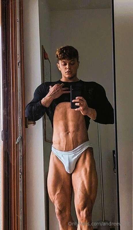 Mirror up, shirt lifted abs tight, and this thick, hard cock..