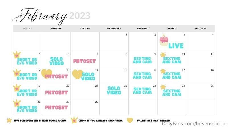 ***CALENDRAIO PER FEBBRAIO***  **il venerdì** se non avrò pr..