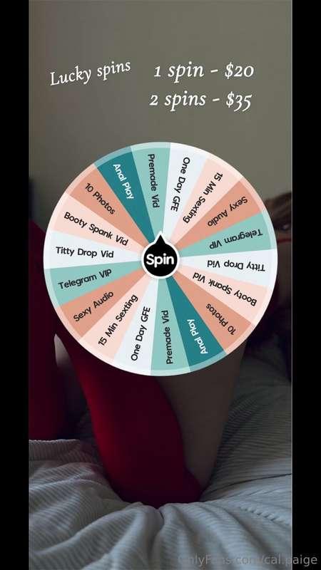 Let’s play 😈😈😈Want to spin the wheel? Tip for your spin… 💦💦💦..