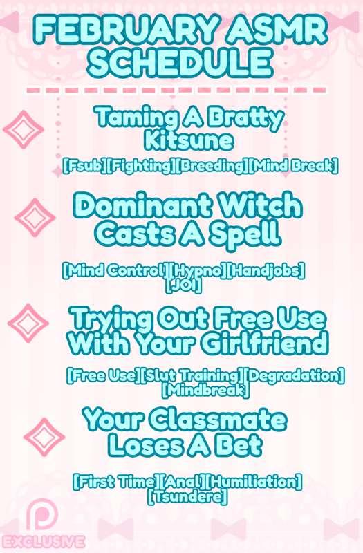February ASMR Schedule
