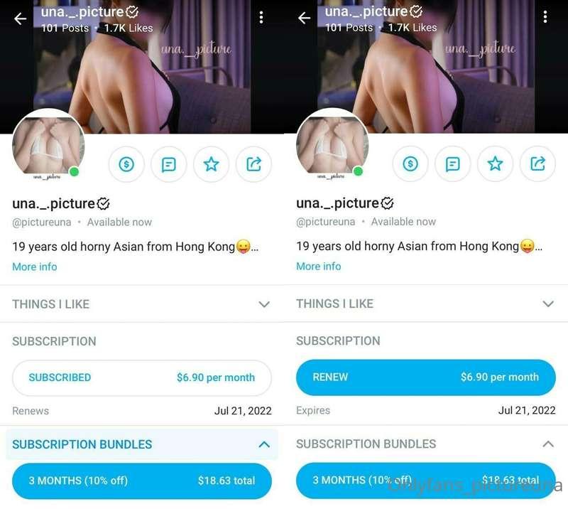 訂閱我的fans記得較自動續訂啊😚 我有時會dm小福利俾自動續訂既乖寶寶㗎🤫 左邊白色就的自動續左 藍色既淨係睇今個月😢..