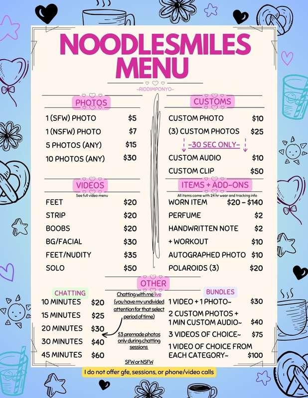Noodle's Menus (07/02/24) 💛 1: Regular Menu 2: Video Menu  I..
