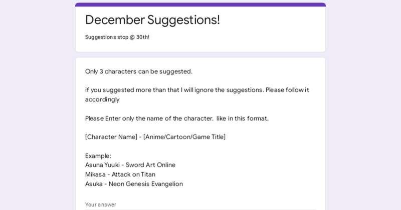 January Suggestions!