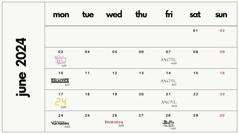 june schedule! ;)