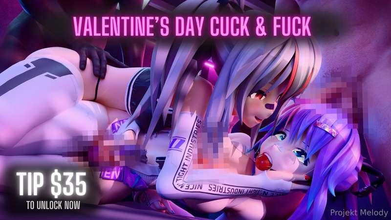 2 GIRLS, 2 VIBRATORS, 2 COCKS, SO MUCH CUM - VDAY CUCK & FUC..