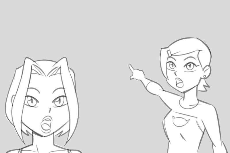 Two Girls Pointing