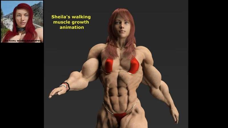 Sheila's muscle growth walking animation