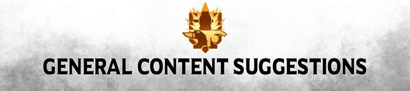 General Content Suggestions!